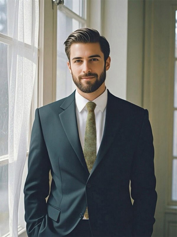 SAGE STRIPED WOOL TIE