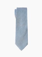WHITE SKY BLUE STRIPED TIE