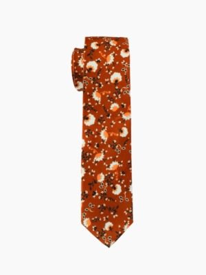 Terracotta Rust Floral Cotton Tie Set