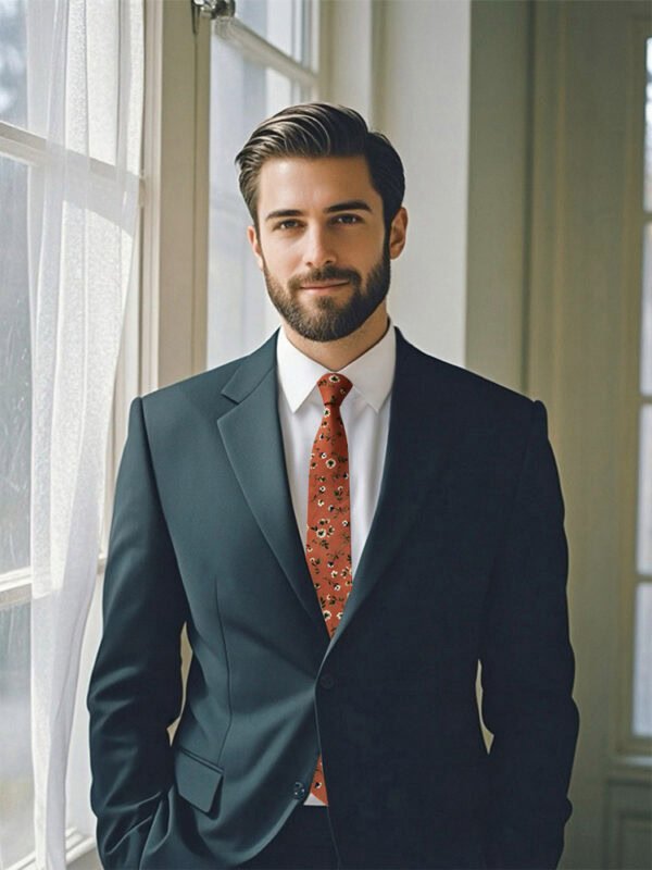 Artisan Terracotta Floral Cotton Tie Set