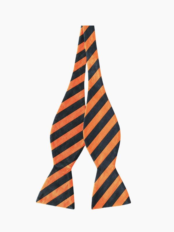 BURNT ORANGE NAVY SILK SELF-TIED BOW TIE