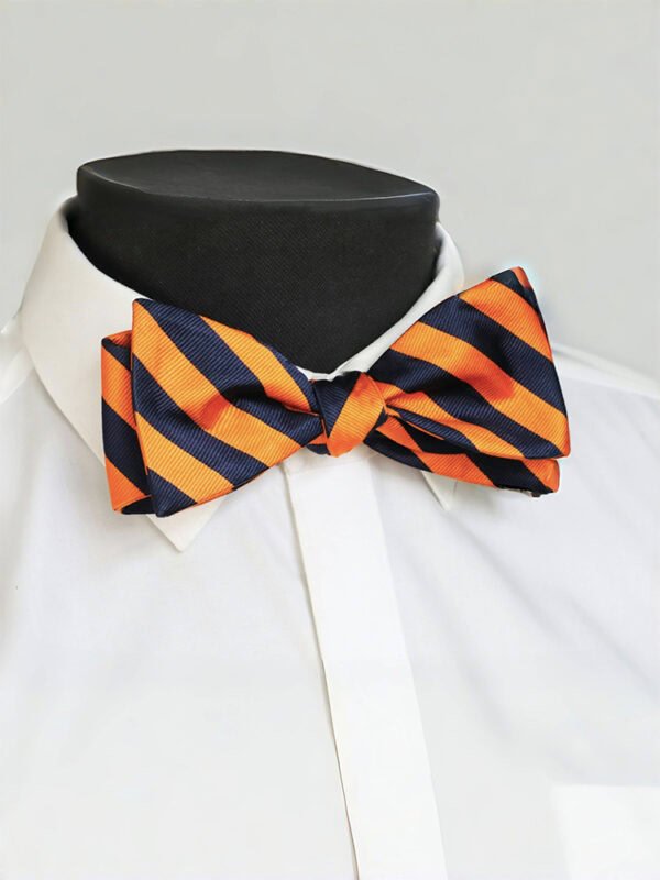 BURNT ORANGE NAVY SILK SELF-TIED BOW TIE