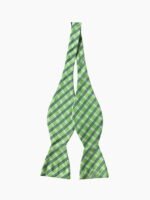 GREEN CHECK SILK SELF-TIED BOW TIE