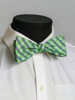 GREEN CHECK SILK SELF-TIED BOW TIE