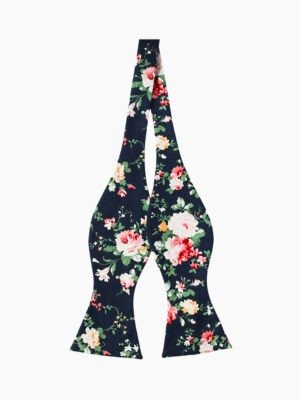 NAVY FLORAL SELF-TIED BOW TIE