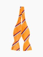 ORANGE AND WHITE SILK SELF-TIED BOW TIE