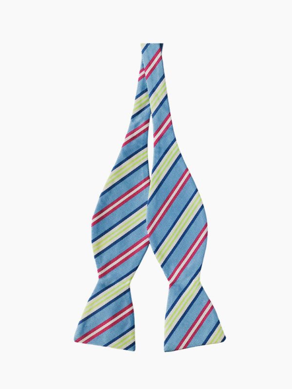 SKY BLUE STRIPED SILK SELF-TIED BOW TIE