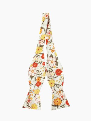 YELLOW FLORAL SELF-TIED BOW TIE