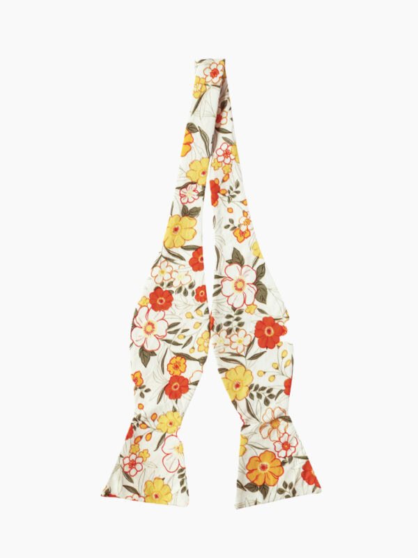 YELLOW FLORAL SELF-TIED BOW TIE