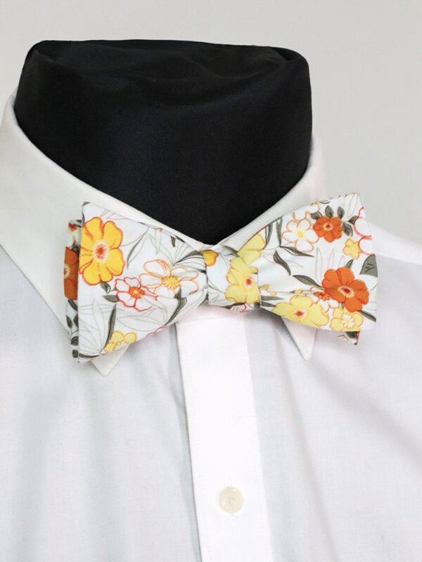 YELLOW FLORAL SELF-TIED BOW TIE