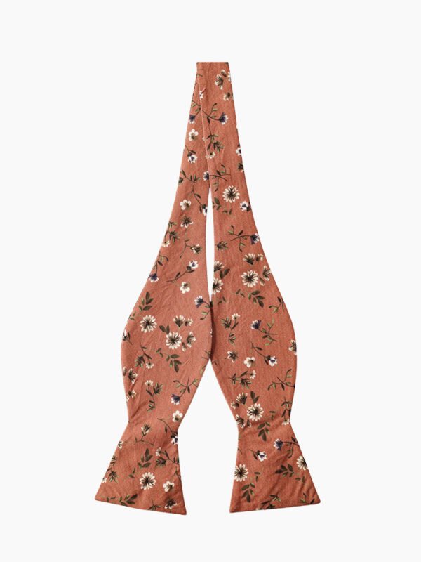 TERRA COTTA FLORAL SELF-TIED BOW TIE