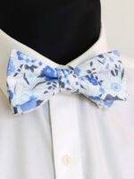 BLUE FLORAL SELF-TIED BOW TIE