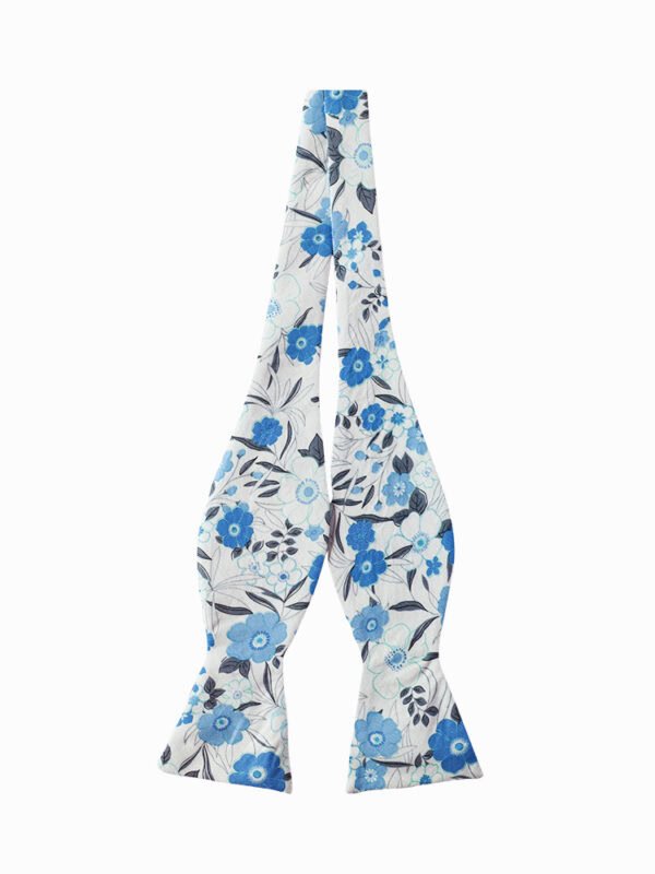 BLUE FLORAL SELF-TIED BOW TIE
