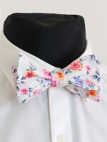 CANDY PINK FLORAL SELF-TIED BOW TIE