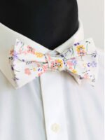 IVORY FLORAL SELF-TIED BOW TIE