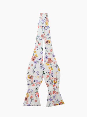 IVORY FLORAL SELF-TIED BOW TIE