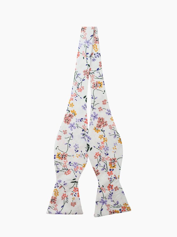 IVORY FLORAL SELF-TIED BOW TIE