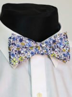MULTICOLORED BLUE FLORAL SELF-TIED BOW TIE