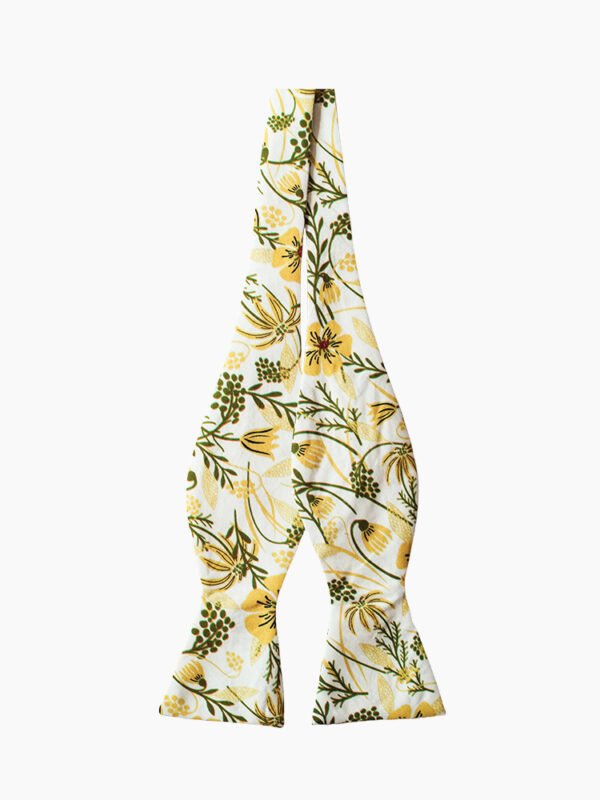 SILVER SAGE FLORAL SELF-TIED BOW TIE