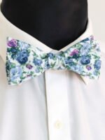 DUSTY BLUE FLORAL SELF-TIED BOW TIE