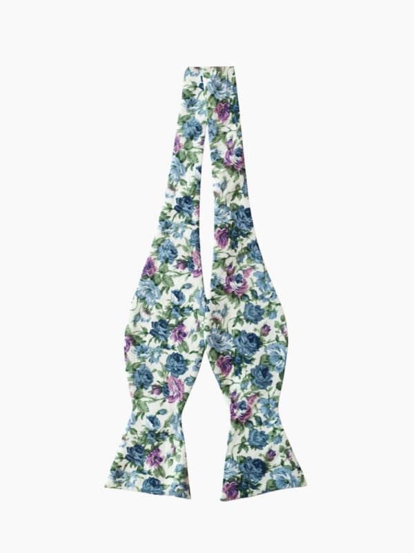 DUSTY BLUE FLORAL SELF-TIED BOW TIE
