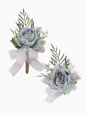 Ombre Blue Rose Boutonniere and Corsage Set