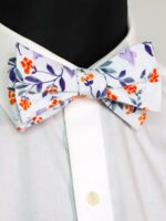 RUST ORANGE FLORAL SELF-TIED BOW TIE