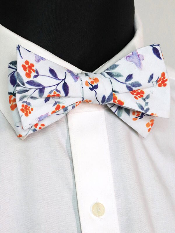 RUST ORANGE FLORAL SELF-TIED BOW TIE