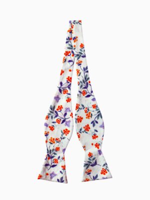 RUST ORANGE FLORAL SELF-TIED BOW TIE