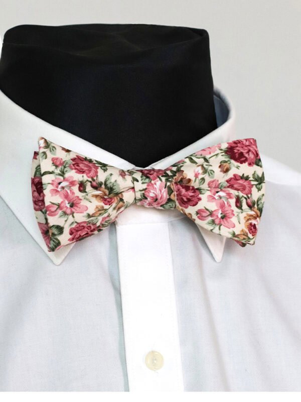 DUSTY ROSE FLORAL SELF-TIED BOW TIE