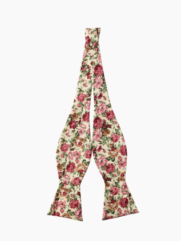DUSTY ROSE FLORAL SELF-TIED BOW TIE