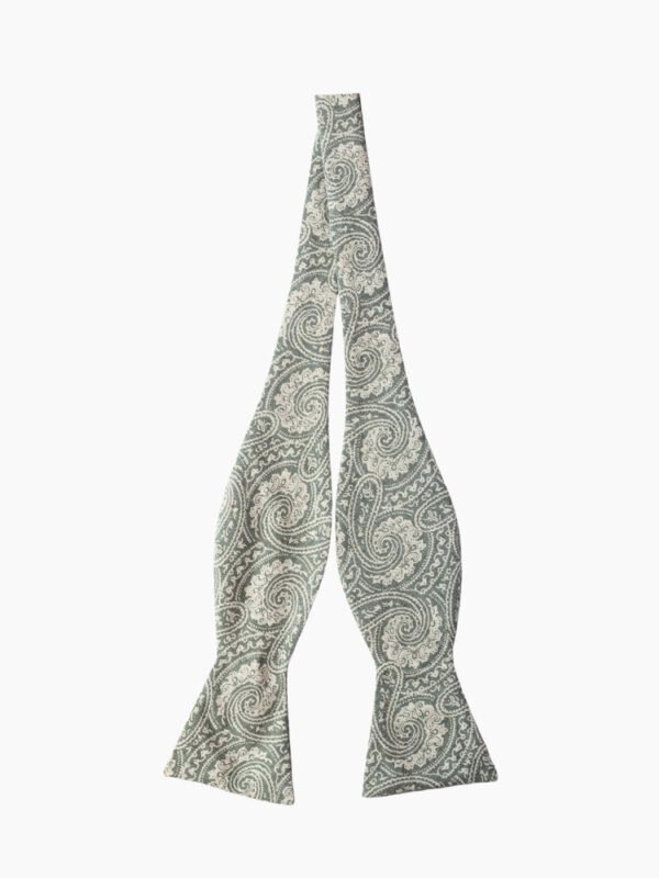 SAGE PAISLEY SELF-TIED BOW TIE