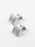 SQUARE - SHAPED SILVER CRYSTAL CUFFLINKS