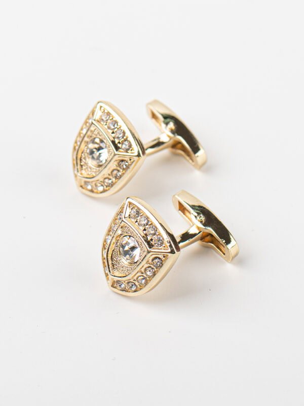 TRIANGULAR GOLD - PLATED CRYSTAL CUFFLINKS