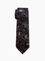 BLACK AND WHITE PAISLEY PATTERN TIE