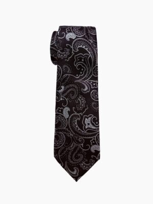 BLACK AND WHITE PAISLEY PATTERN TIE