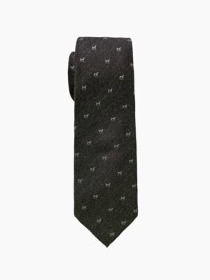 DARK GREY-BASED WHITE FAWN PATTERN TIE