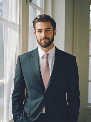 dusty pink knitting tie