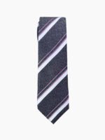 DARK GRAY DIAGONAL STRIPED TIE WITH LILAC & WHITE