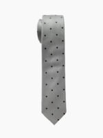 GREY NAVY DOT SILK MEN'S TIE