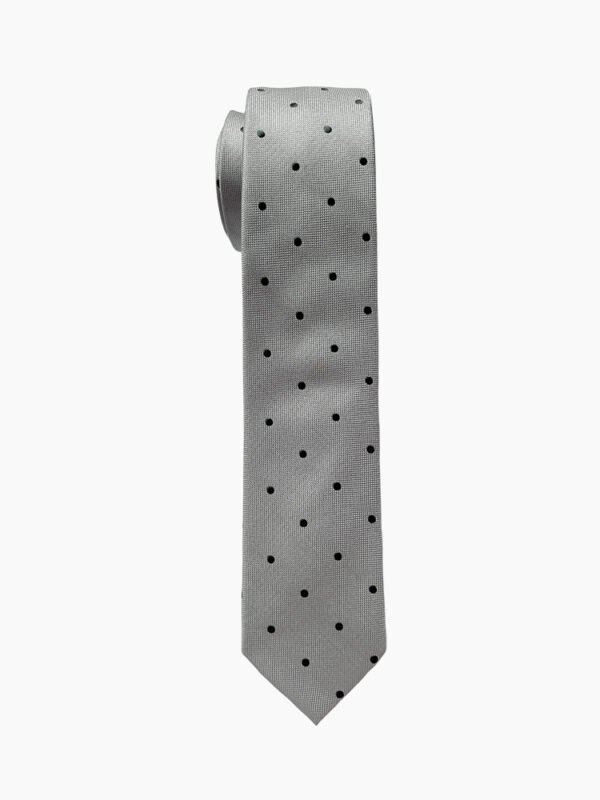 GREY NAVY DOT SILK MEN'S TIE