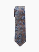 LIGHT BROWN BASE BLUE FLORAL PATTERN TIE