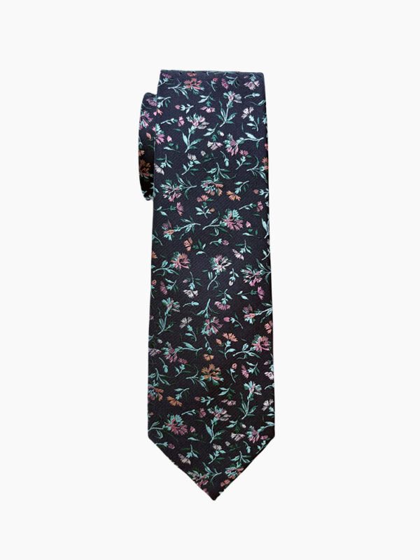 NAVY FLORAL PATTERNED MEN'S TIE