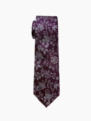 DEEP PURPLE FLORAL PATTERNED MEN'S TIE