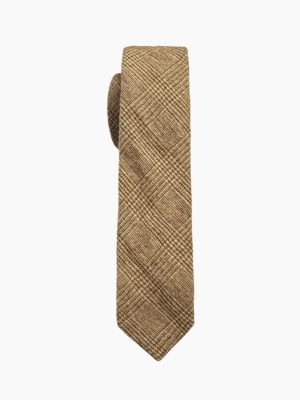 BROWN HERRINGBONE WOOL TIE
