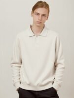 VINTAGE MEN'S IVORY POLO KNIT SWEATER