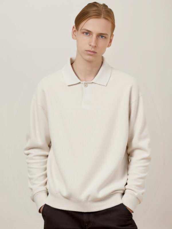 VINTAGE MEN'S IVORY POLO KNIT SWEATER