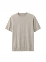 MEN'S LIGHT BEIGE KNIT CREW - NECK SHORT - SLEEVE TEE