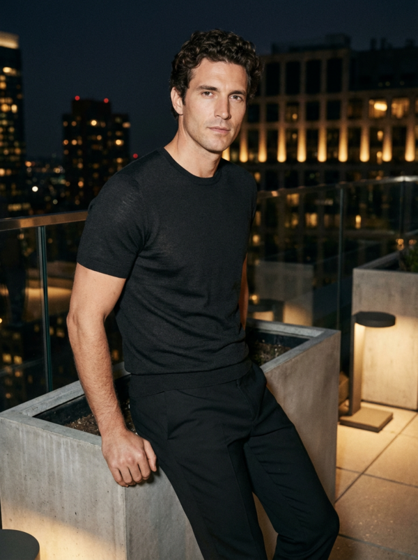 MEN'S RICH MERINO WOOL CREW - NECK SHORT - SLEEVE KNIT TEE