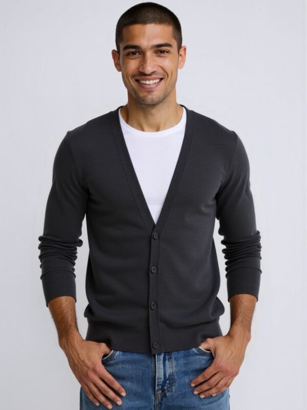 Men's V - Neck Button - Up Knit Cardigan